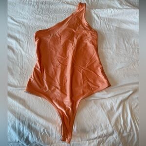 Fabletics Women's One-Shoulder Bodysuit in Orange